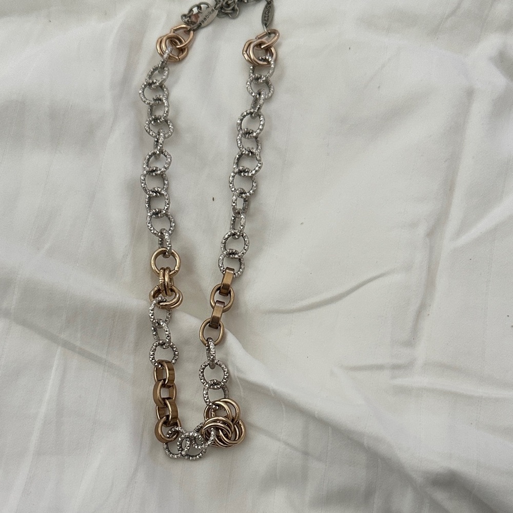 Sabika Silver and Gold Chain Necklace